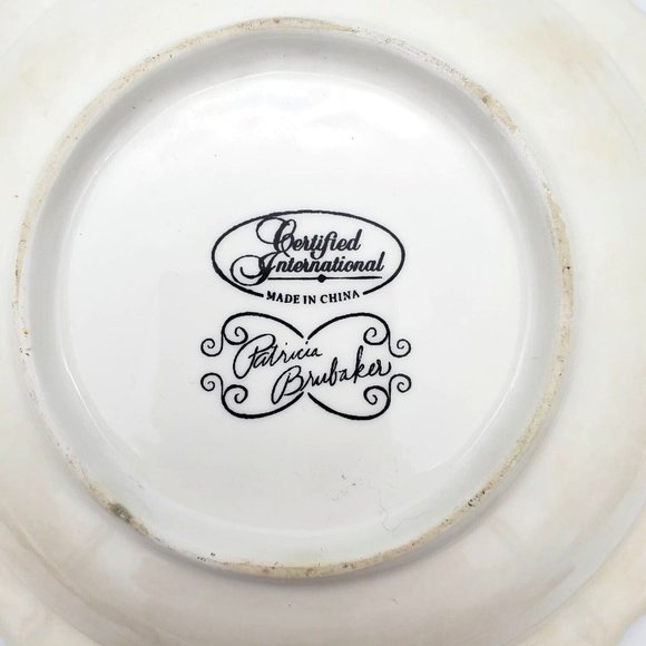 Blooming Herb Dill Ceramic Bowl Dragon Fly Hand Painted Patricia‎ Brubaker 9" - Picture 4 of 5